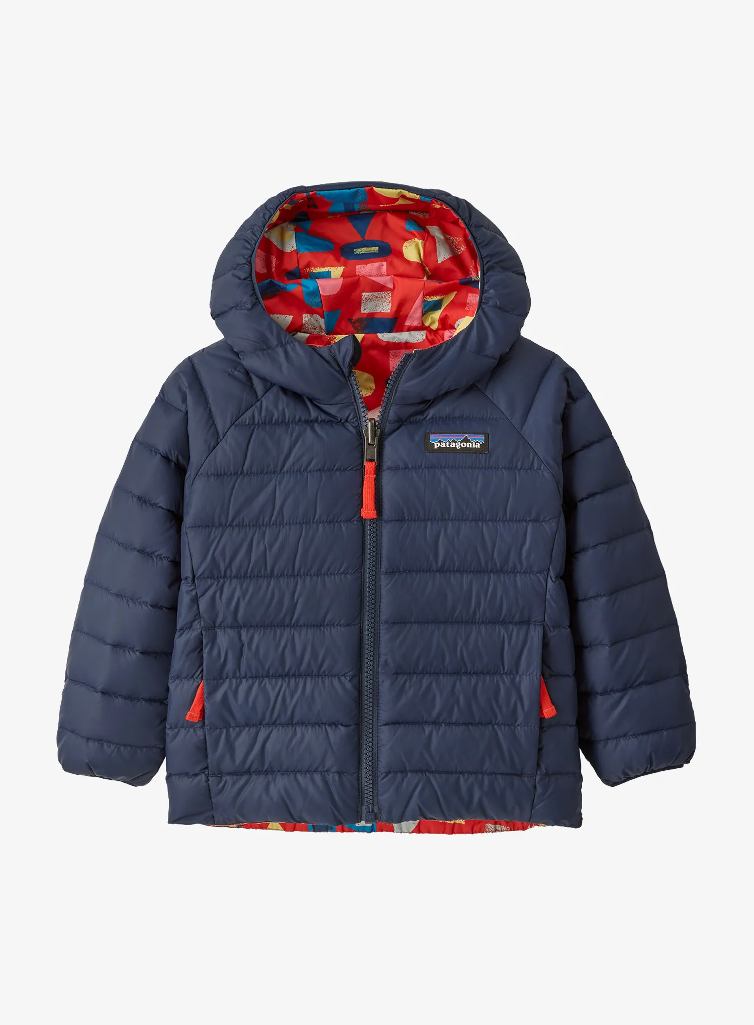 Куртка дитяча Patagonia Baby Reversible Down Sweater Hoody - forest being/sizzle red