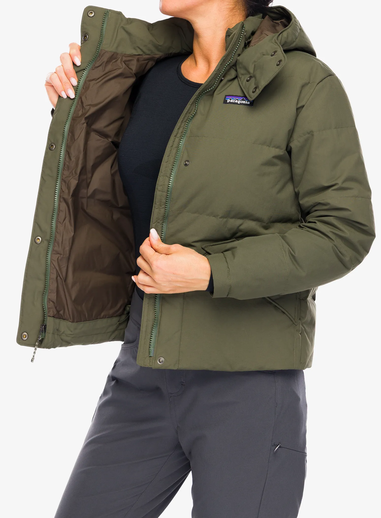 Пуховик жіночий Patagonia Downdrift Jacket - basin green | 8a.ua