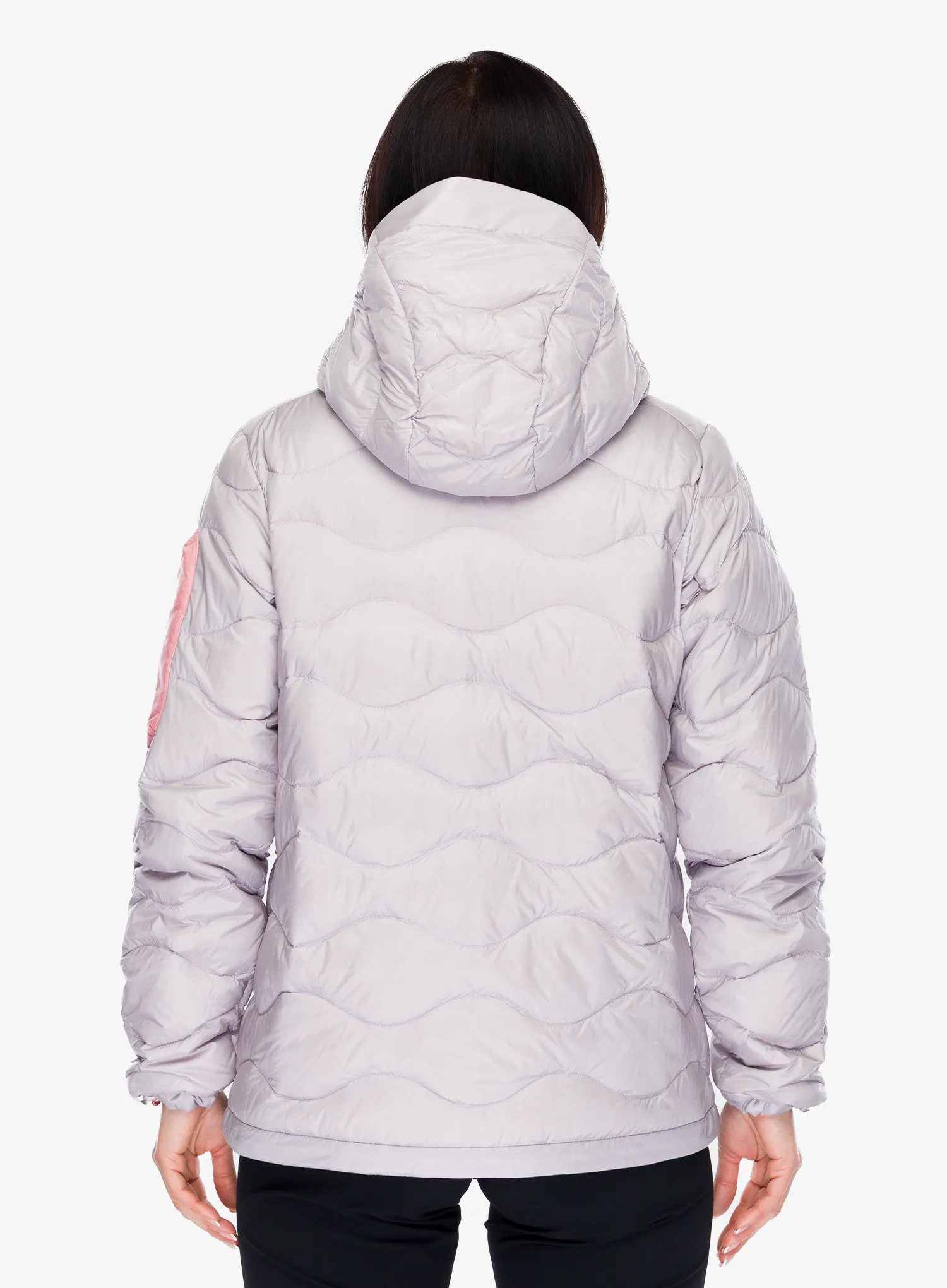 Пуховик жіночий Peak Performance Helium Utility Down Hood Jacket - misty lavender/canary lime