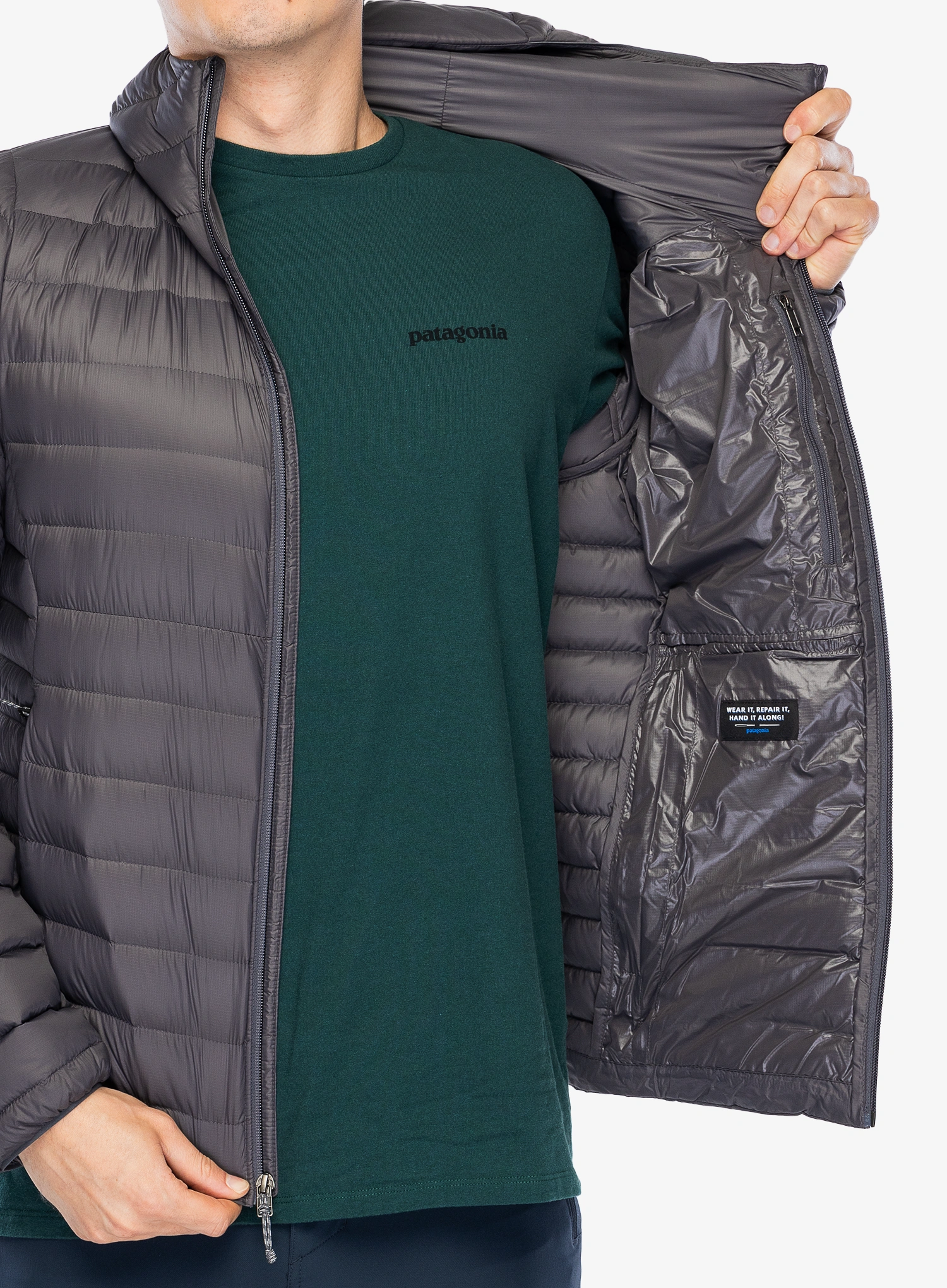 Пуховик Patagonia Down Sweater Hoody - forge grey