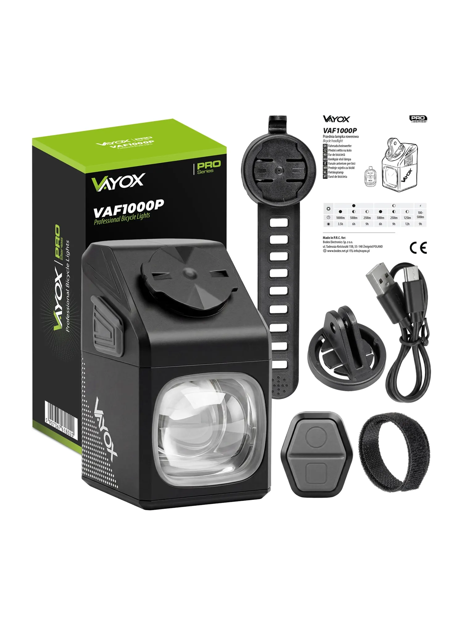 Ліхтарик велосипедний Vayox VAF1000P (1000 lm)