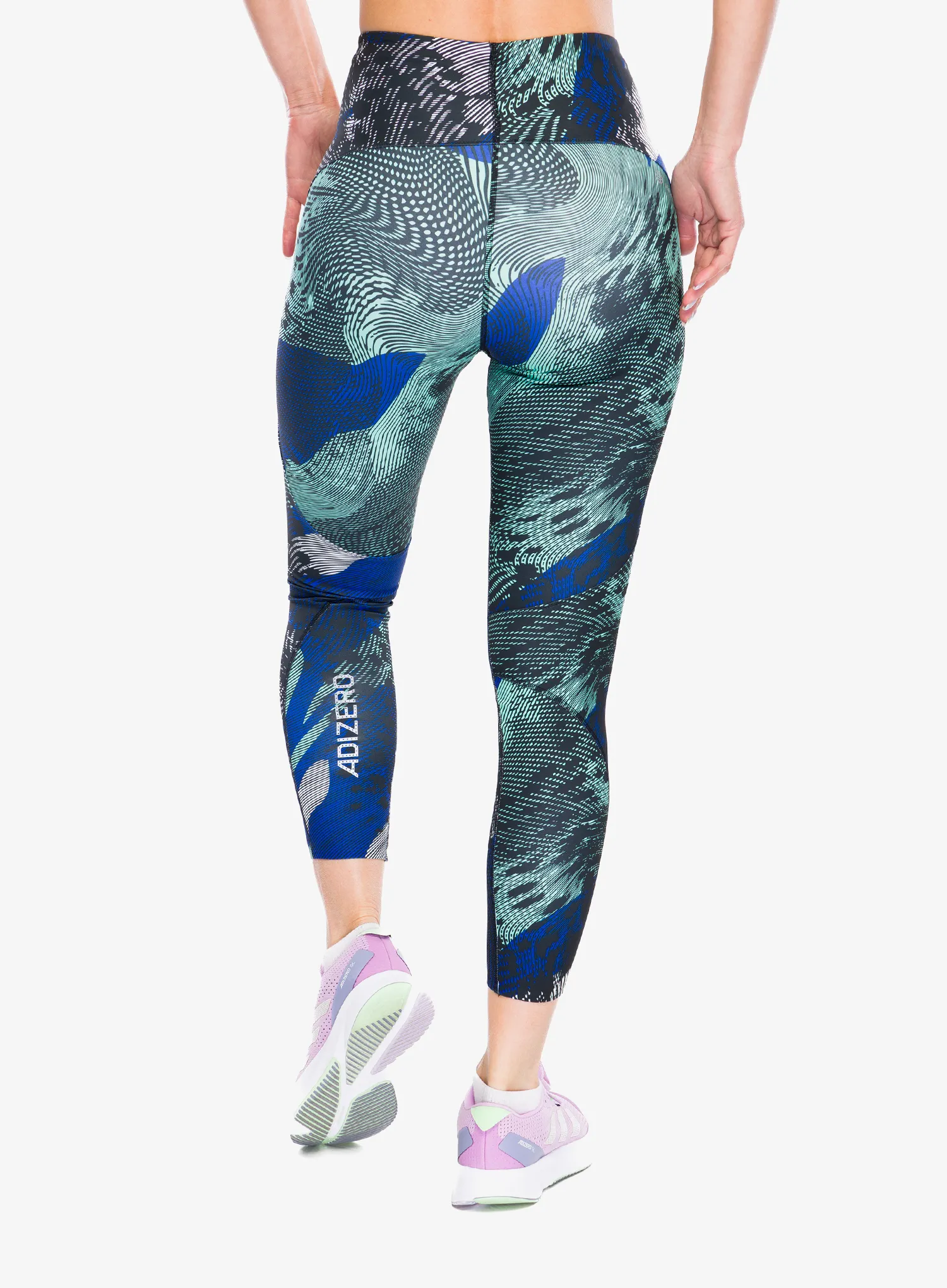 Штани для бігу жіночі adidas Adizero All Over Print Tights - black/lucid blue