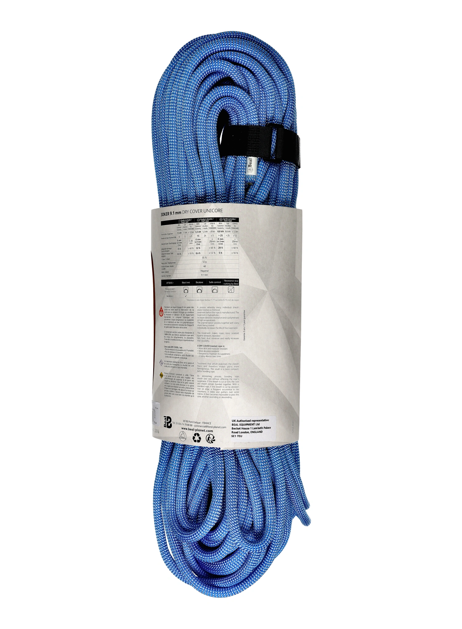 Мотузка динамічна Beal Joker Soft Unicore 9,1 mm x 70 m Dry Cover - blue