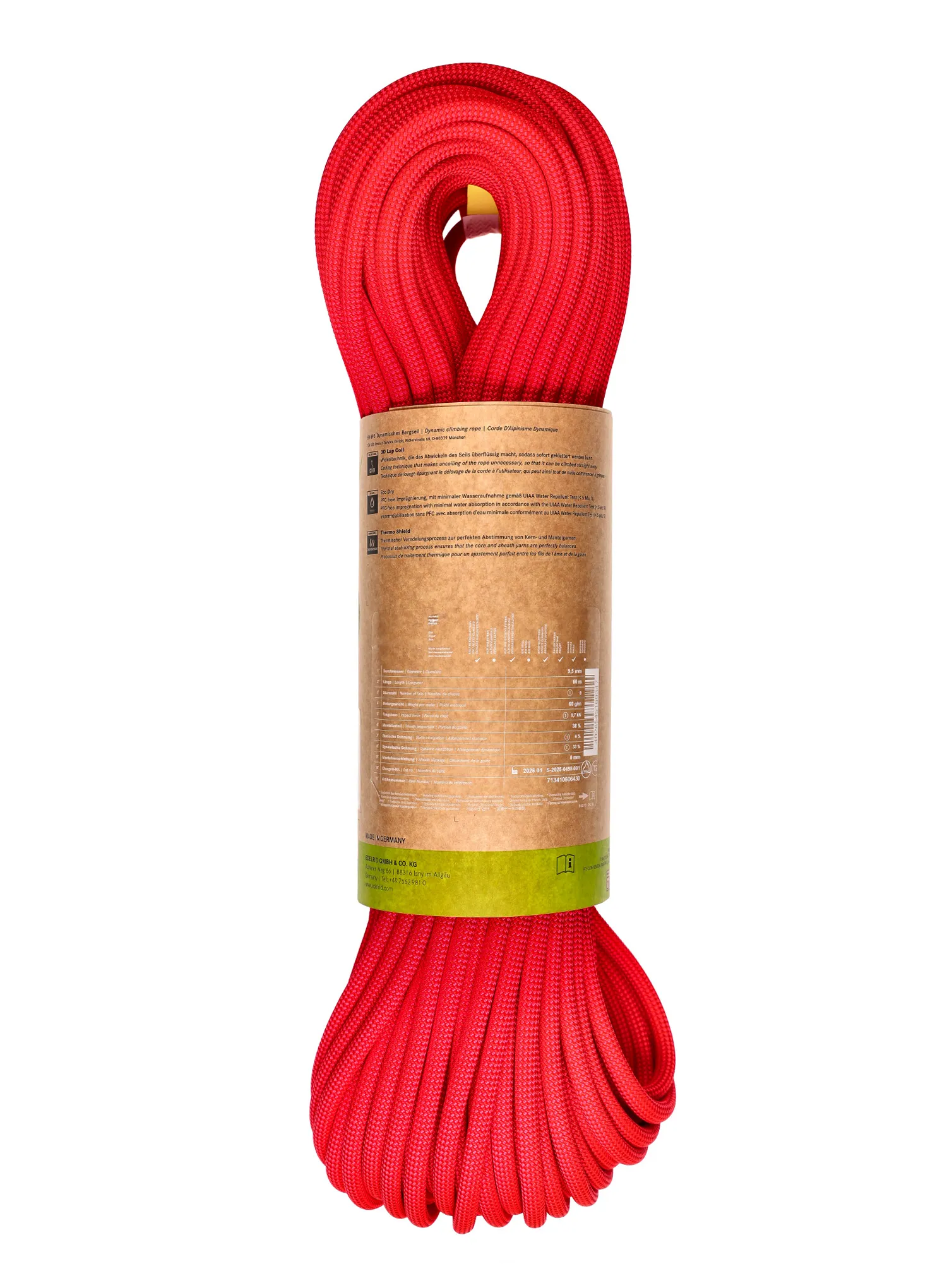 Мотузка динамічна Edelrid Eagle Lite Eco Dry 9,5 mm 60 m - neon coral