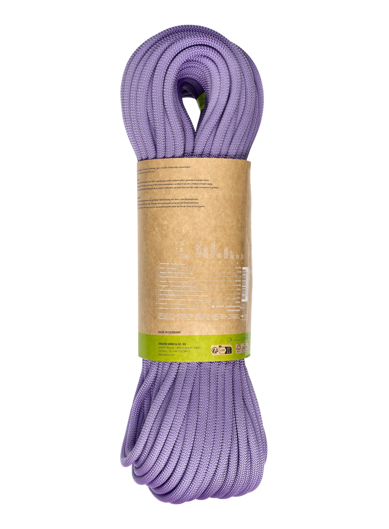 Мотузка динамічна Edelrid Neo 100 3R 9,6 mm 70 m - lavender