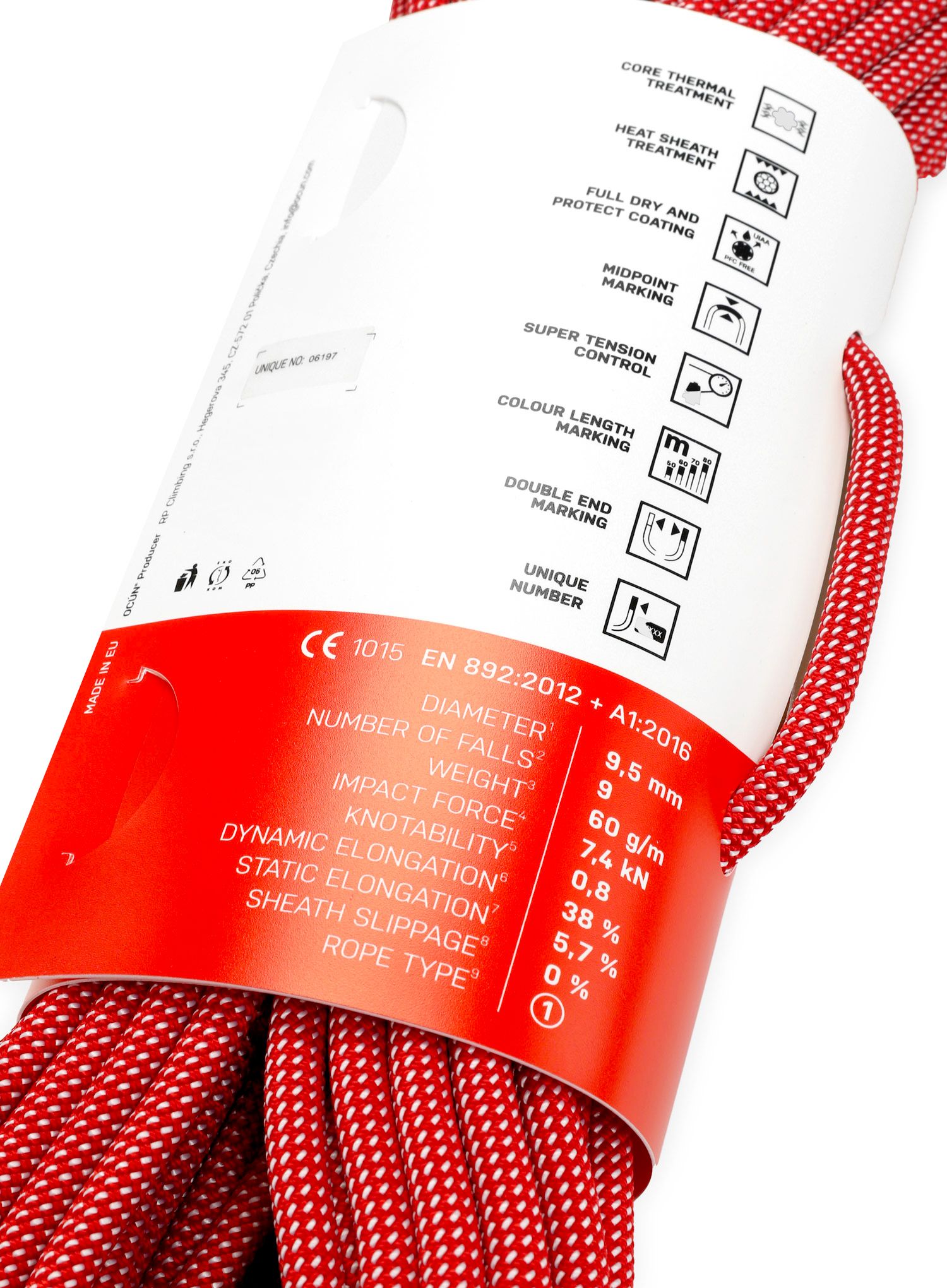 Мотузка для альпінізму Ocun Spirit 9,5 mm 80 m - red/white