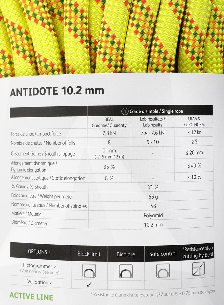 Мотузка для альпінізму Beal Antidote 10,2 mm 50 m - yellow