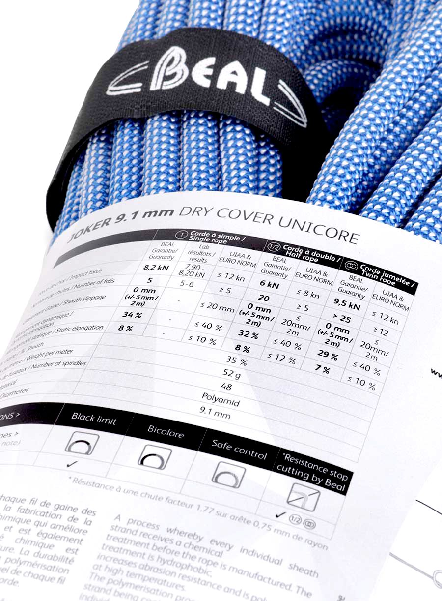 Мотузка для альпінізму Beal Joker Soft 9,1 mm 60m Unicore Dry Cover - blue