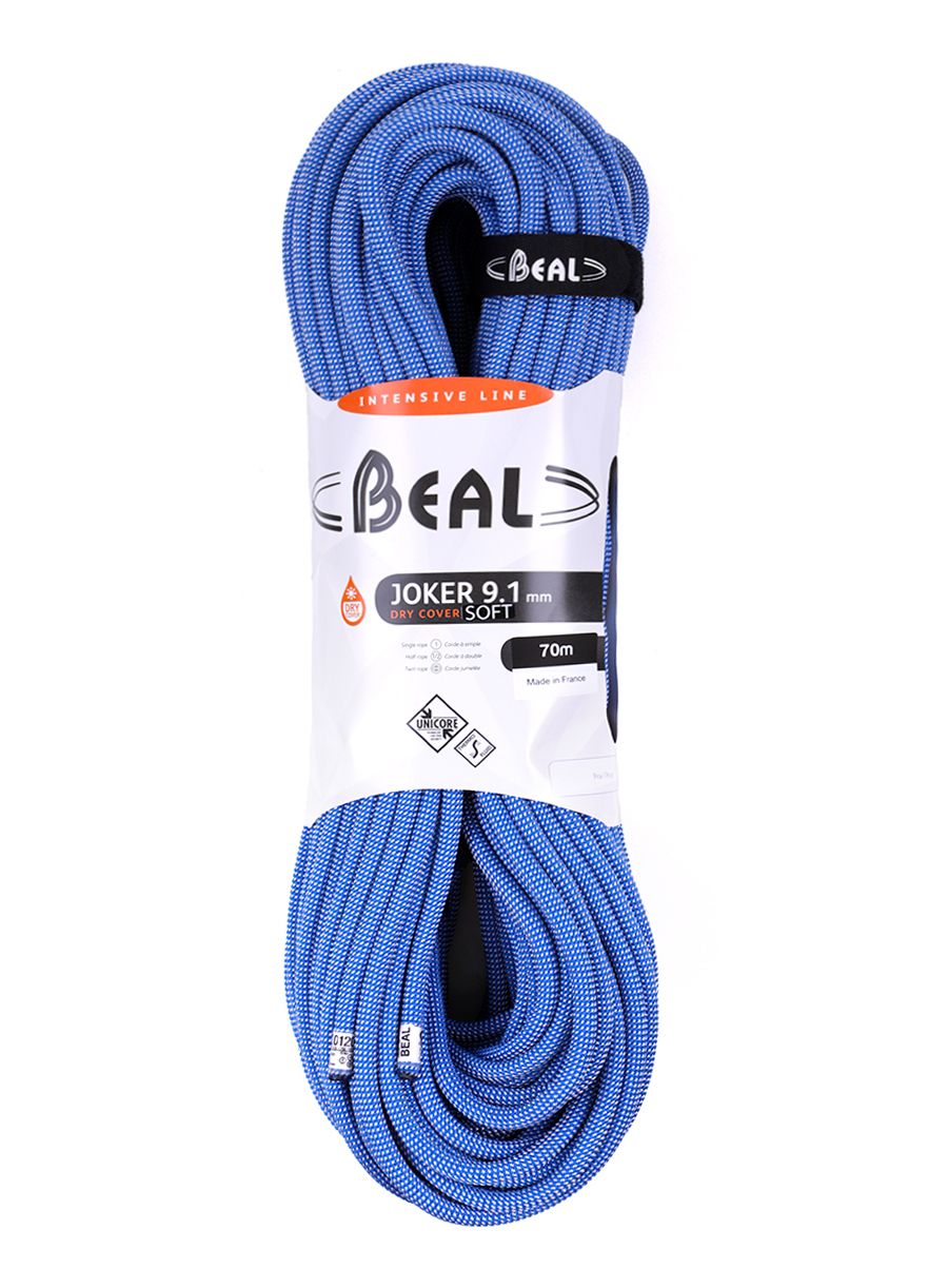 Мотузка динамічна Beal Joker Soft 9,1 mm 70m Unicore Dry Cover - blue