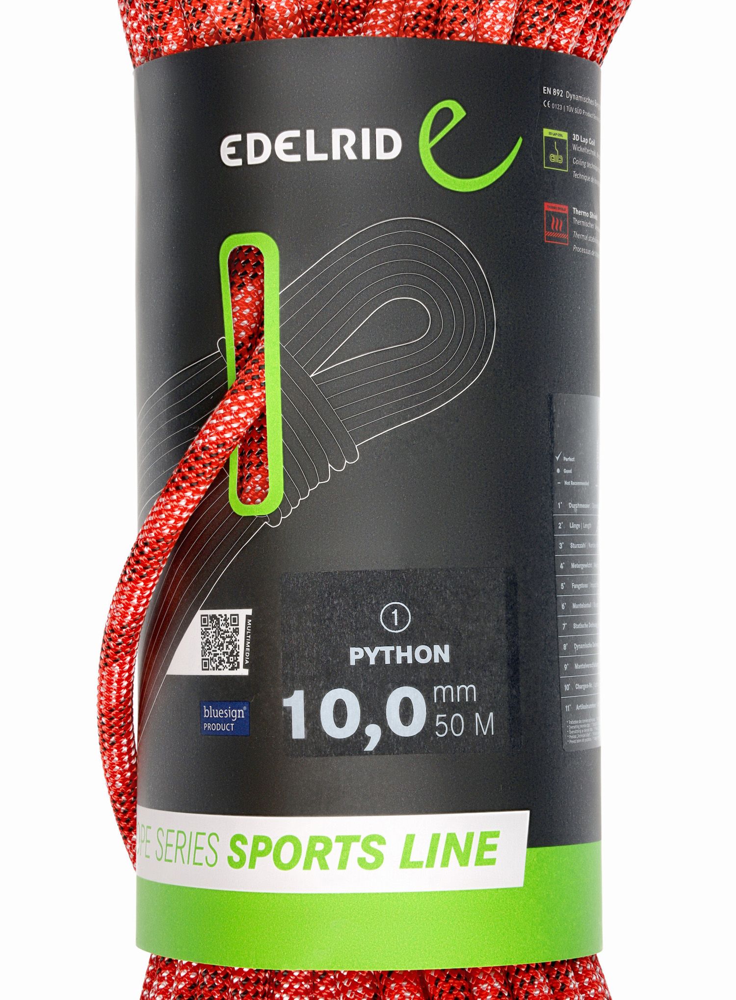 Мотузка динамічна Edelrid Python 10 mm 50 m - red