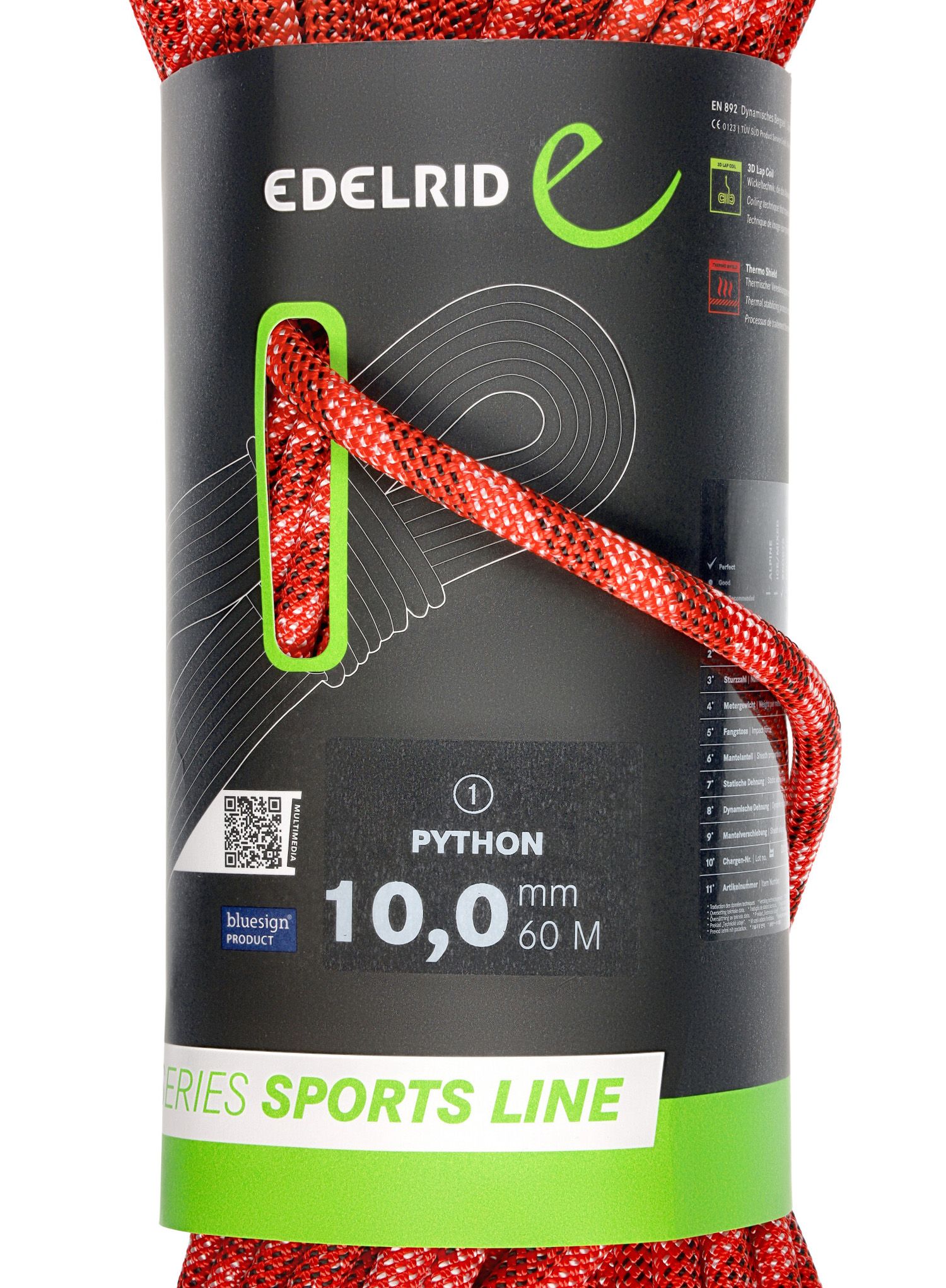 Мотузка динамічна Edelrid Python 10 mm 60 m - red
