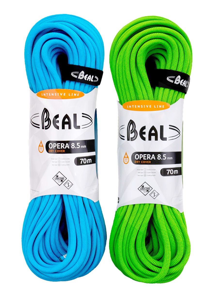 Мотузка подвійна Beal Opera 8,5 mm 50m Unicore Dry Cover x 2 - green/blue