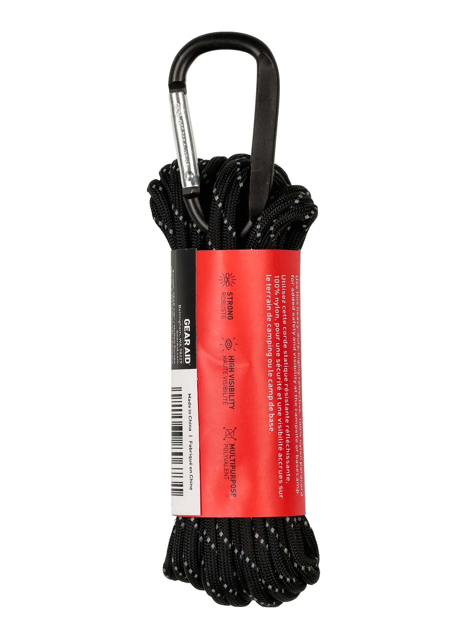 Мотузка GearAid 550 Paracord Reflective 9m - black