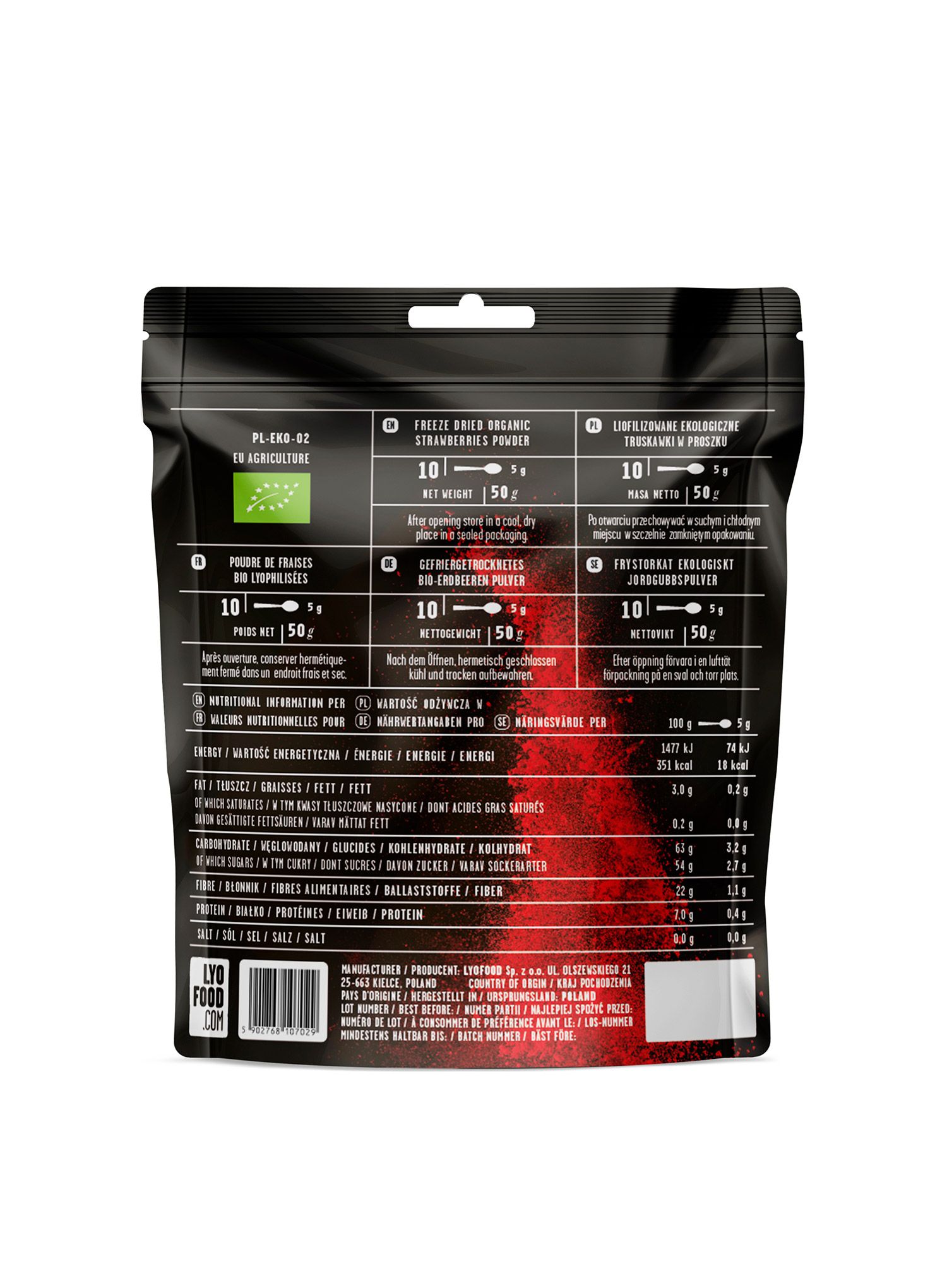 Сублімована LYOFOOD Freeze-dried Organic Strawberry powder 50 g