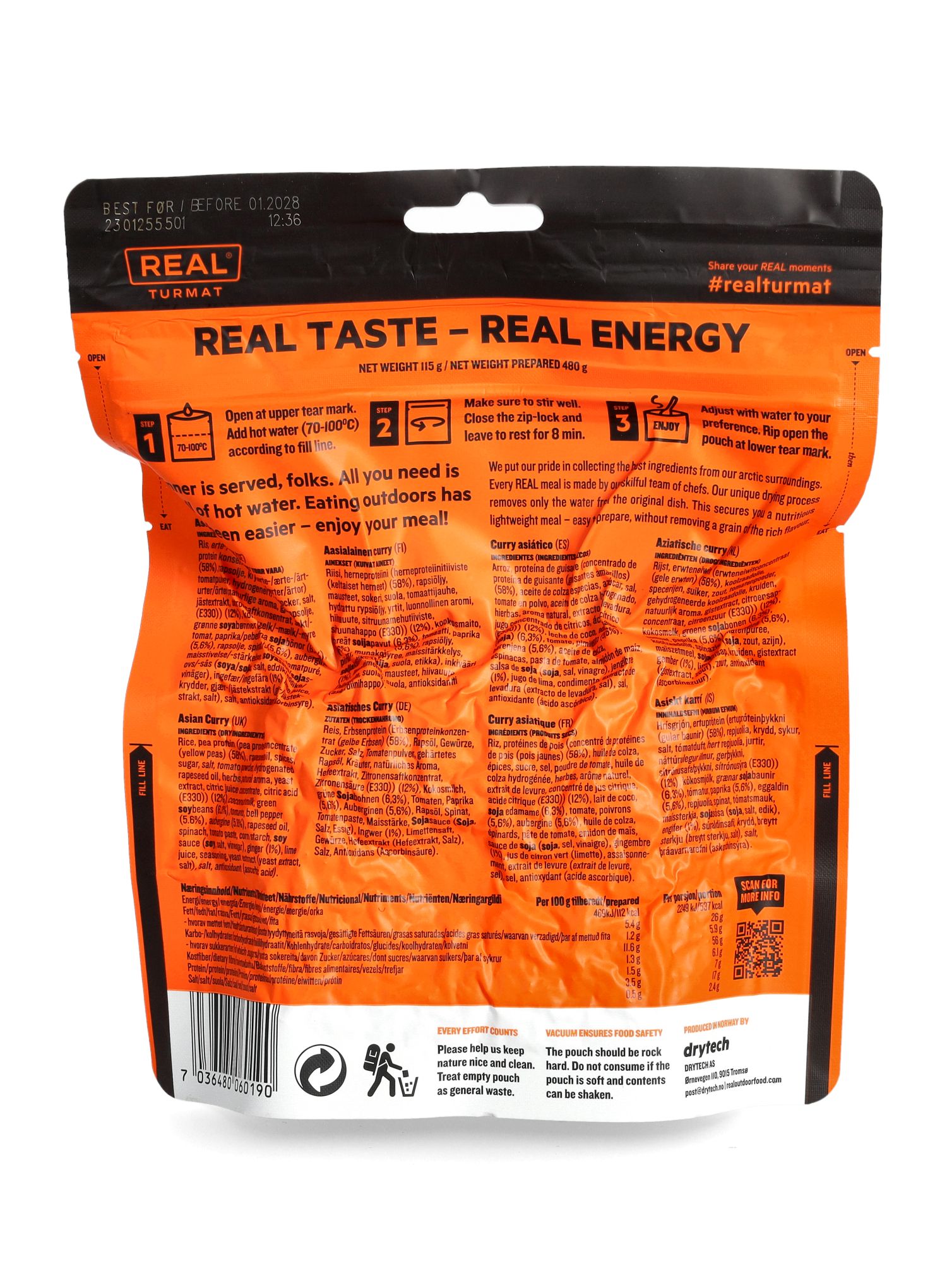 Сублімована Real Turmat Asian Curry 480 g