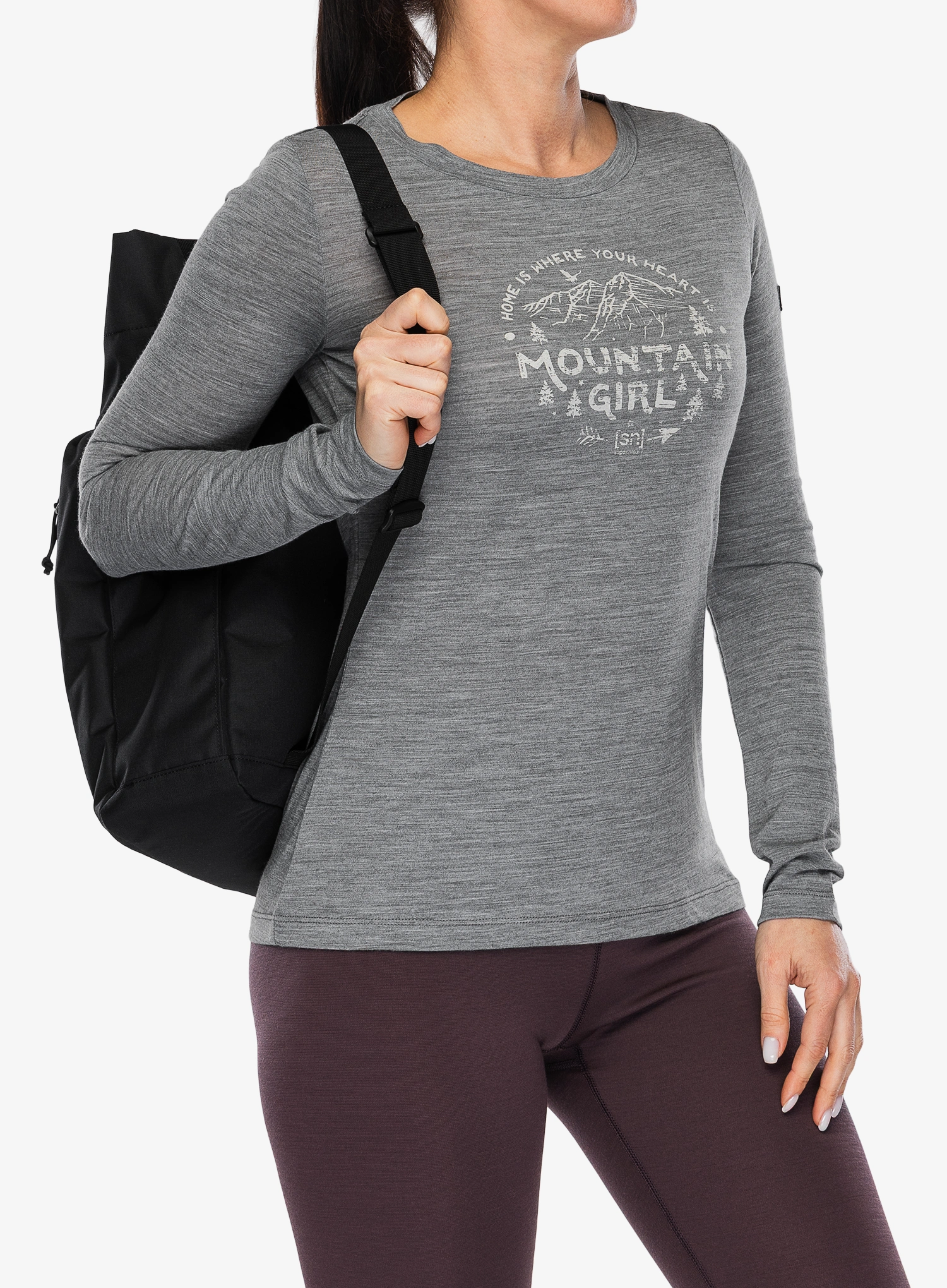 Лонгслів жіночий Super.natural Mountain Girl LS - cashmere grey mel/wht stone