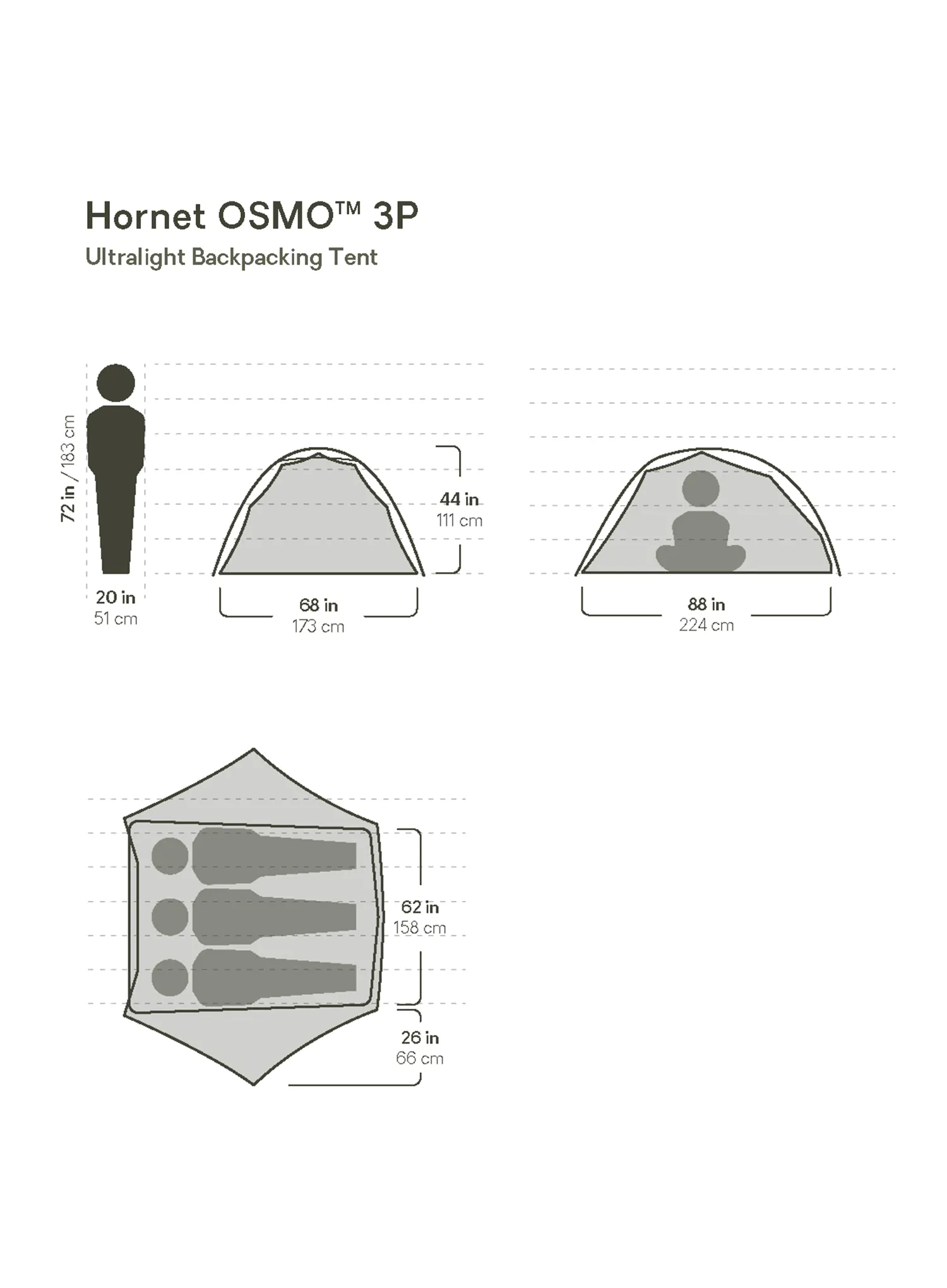 Намет 3-місний Nemo Hornet OSMO 3P - goodnight gray