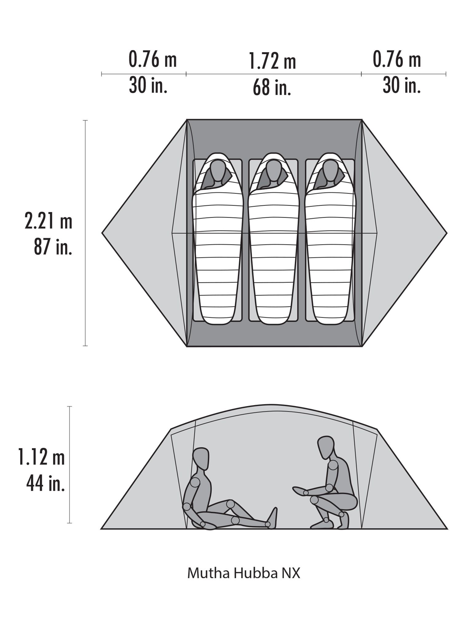 Намет 3-місний MSR Mutha Hubba NX 3-Person Backpacking Tent - gray
