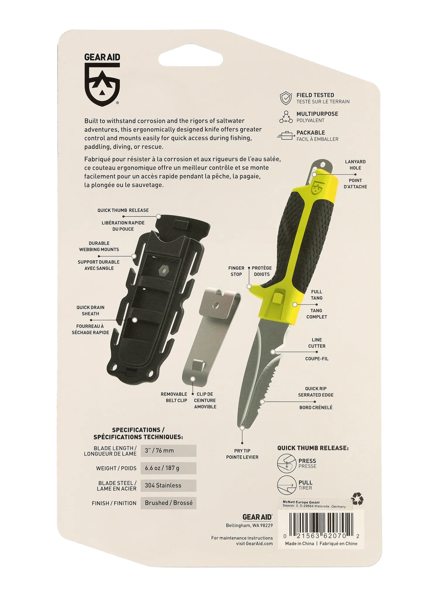 Ніж тактичний GearAid Tanu Dive and Rescue - grey