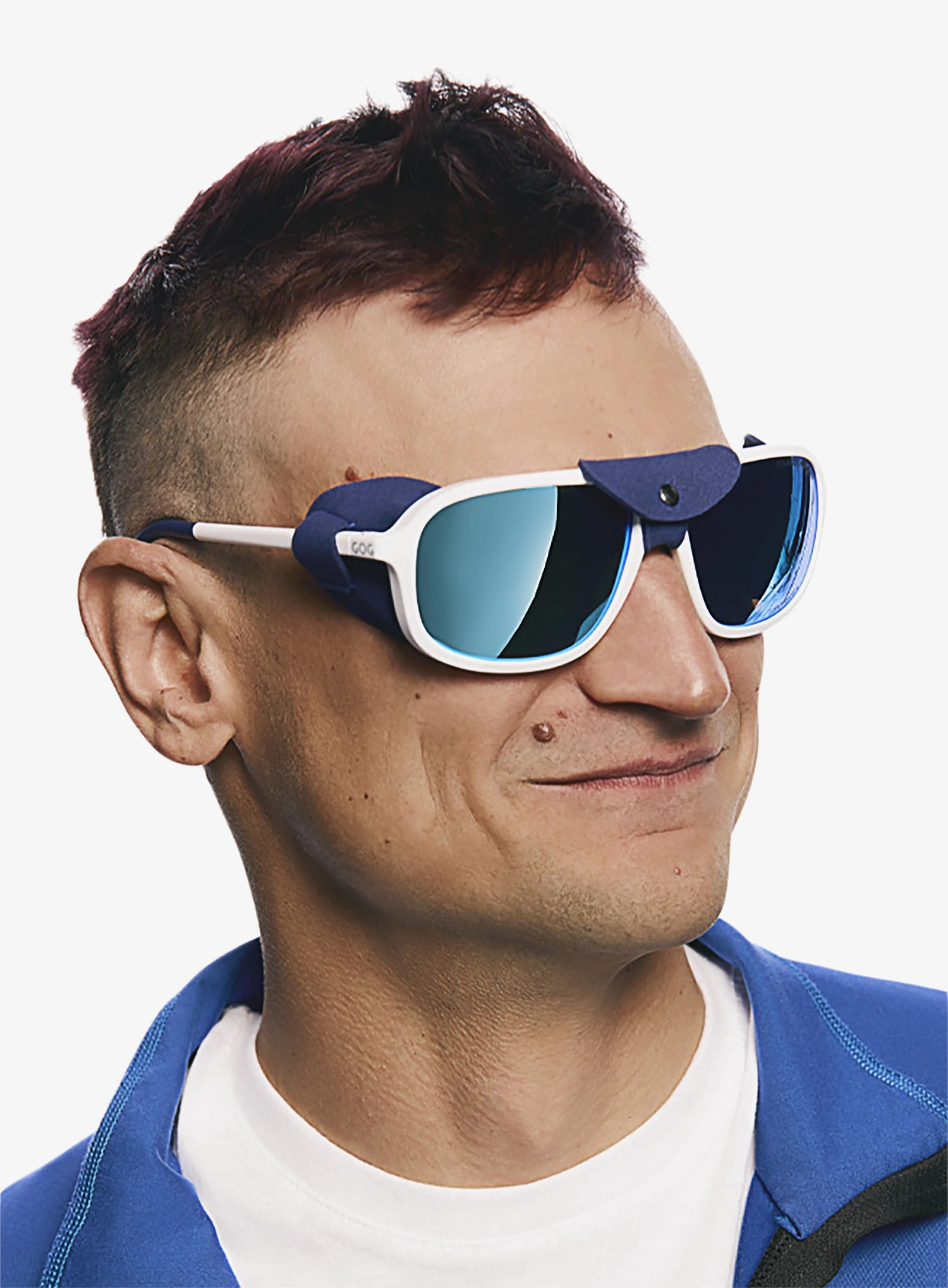 Окуляри для гір GOG Everest - matt white/navy blue/ref blue