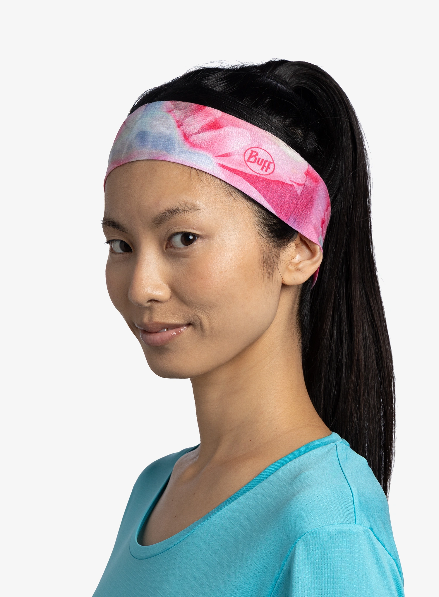 Пов'язка на голову Buff Coolnet UV+ Headband Slim - esmerald fluor fuchsia