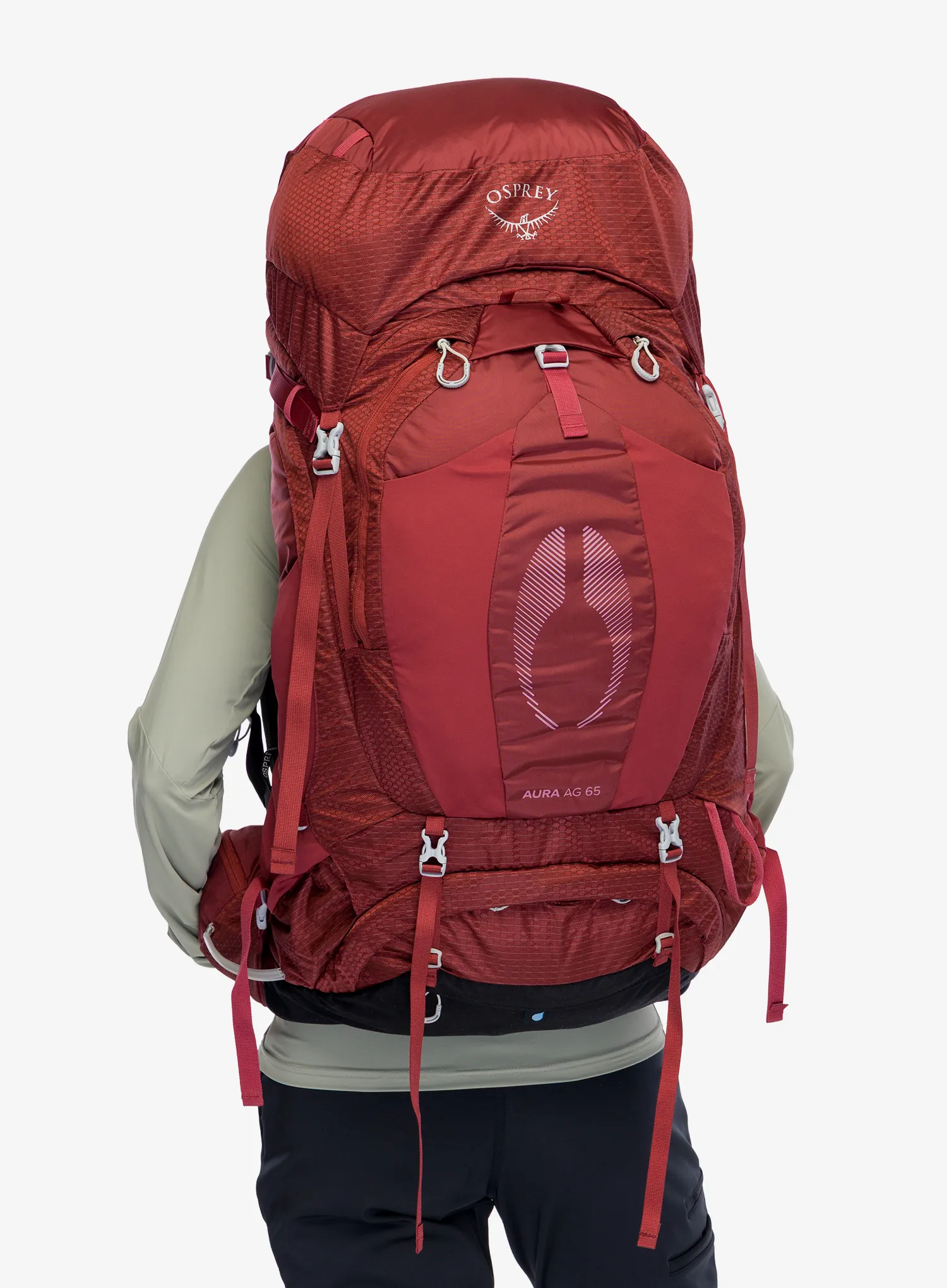 Рюкзак туристичний жіночий Osprey Aura AG 65 - berry sorbet red