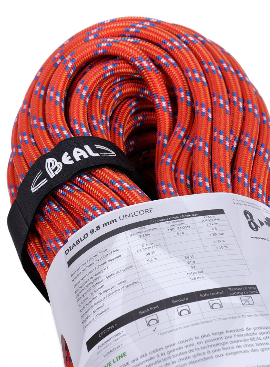 Мотузка для альпінізму Beal Diablo 9,8 mm 60 m Unicore - red