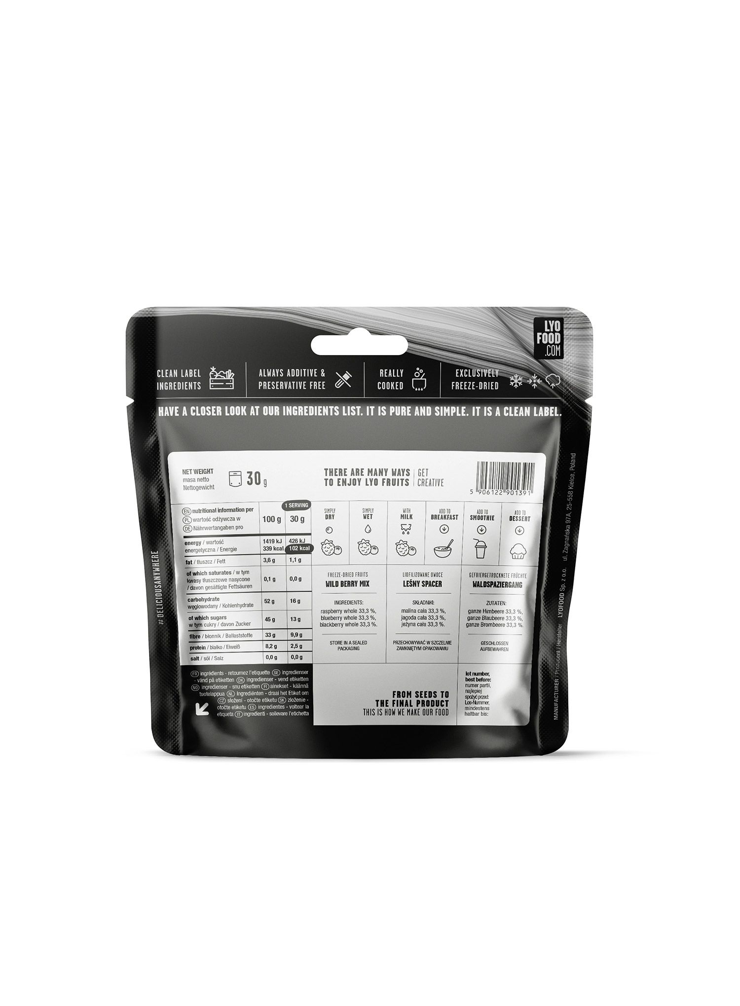 Снек LYOFOOD Freeze-dried fruits Wild Berry Mix 30 g