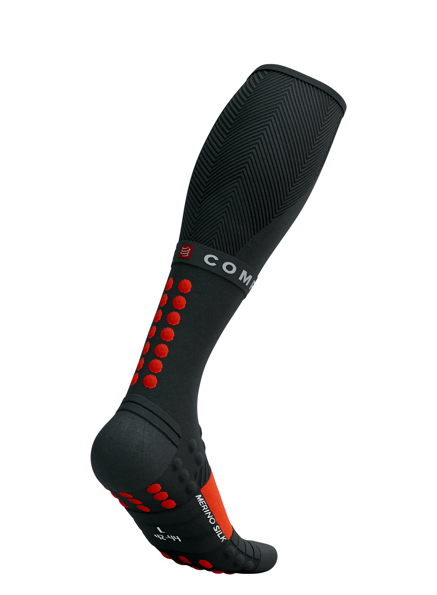Шкарпетки для бігу Compressport Full Socks Winter Run - black/high risk red