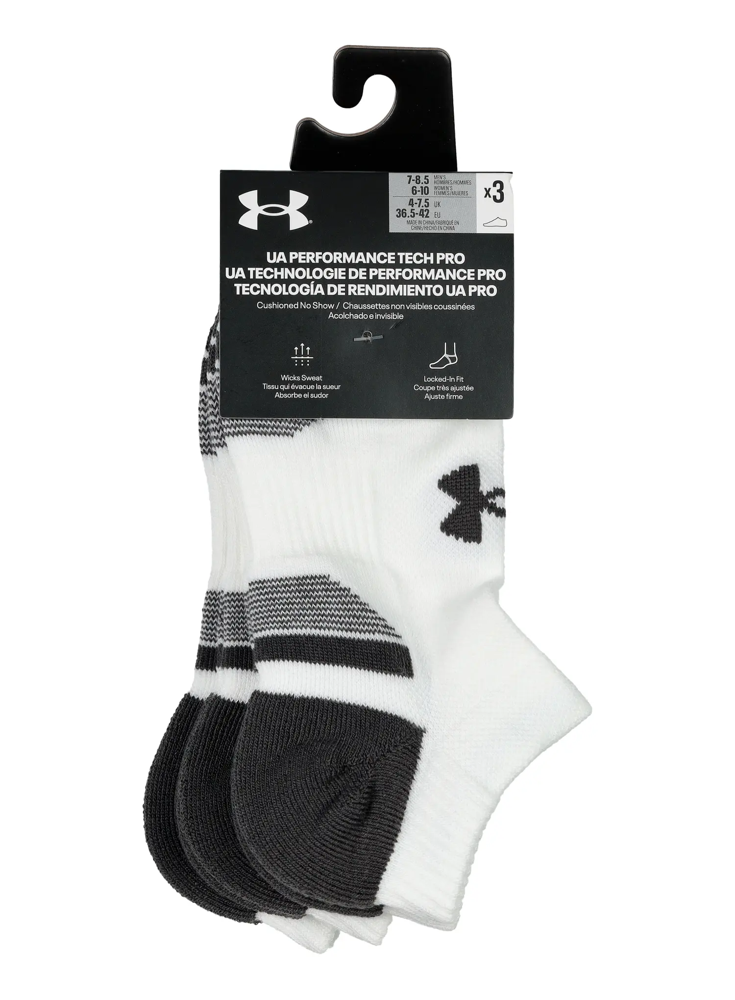 Шкарпетки Under Armour UA Performance Tech 3-Pack No Show - white/white/jet gray