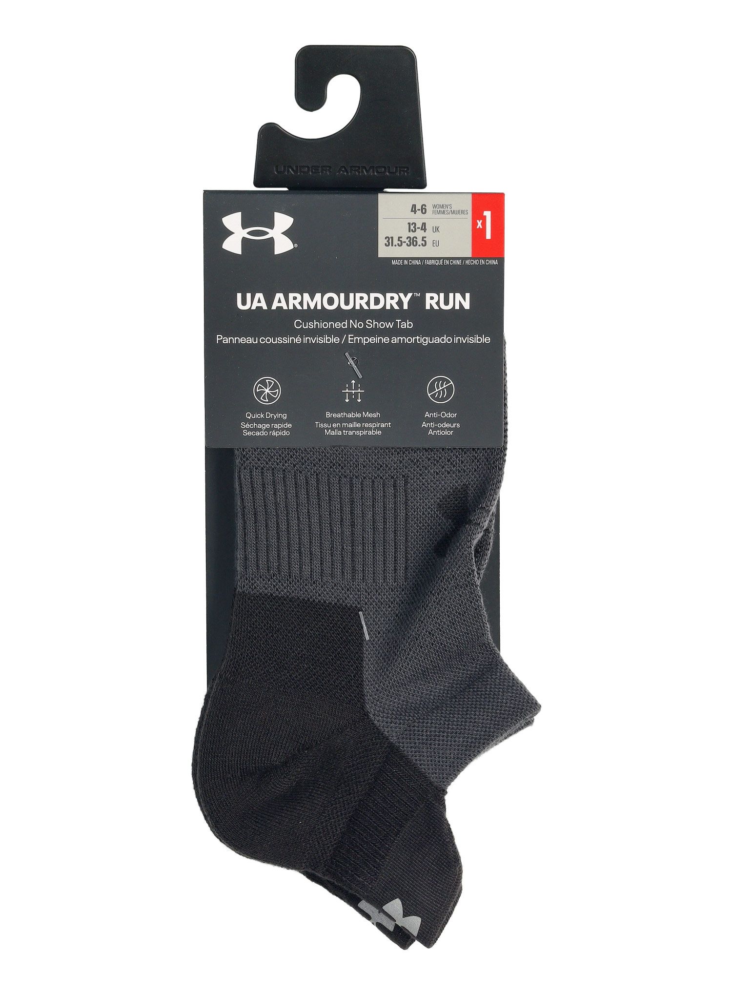 Шкарпетки для бігу Under Armour ArmourDry Run No Show - black/jet gray/black