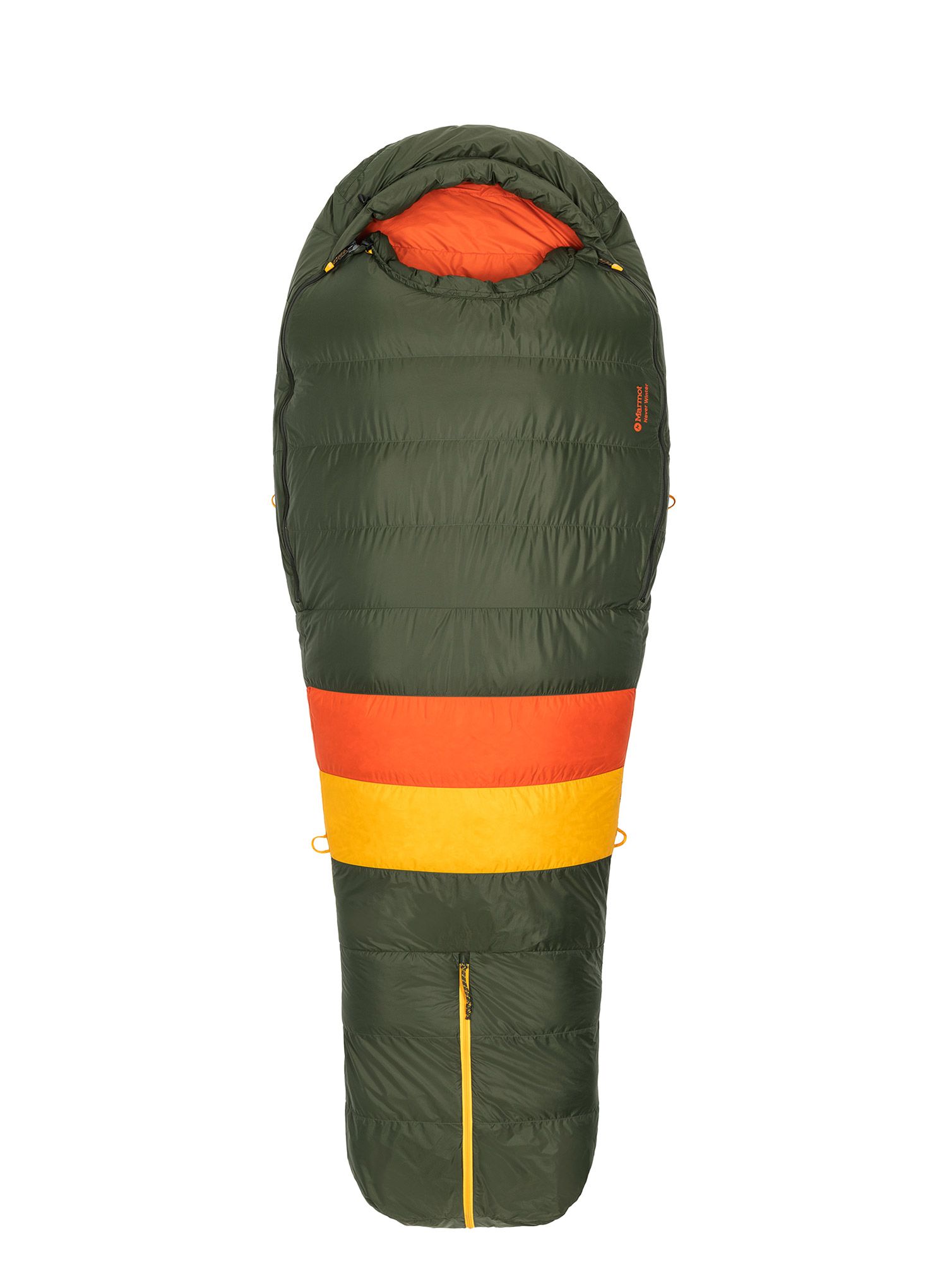 Спальний мішок пуховий Marmot Never Winter (183 cm) - nori/red sun