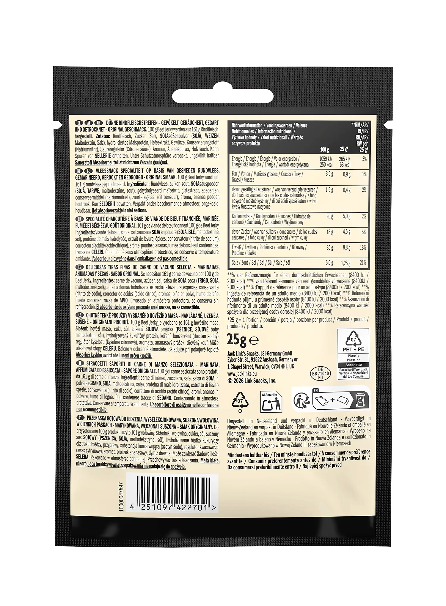В'ялена яловичина Jack Link's X MrBeast Beef Jerky Original 25 g