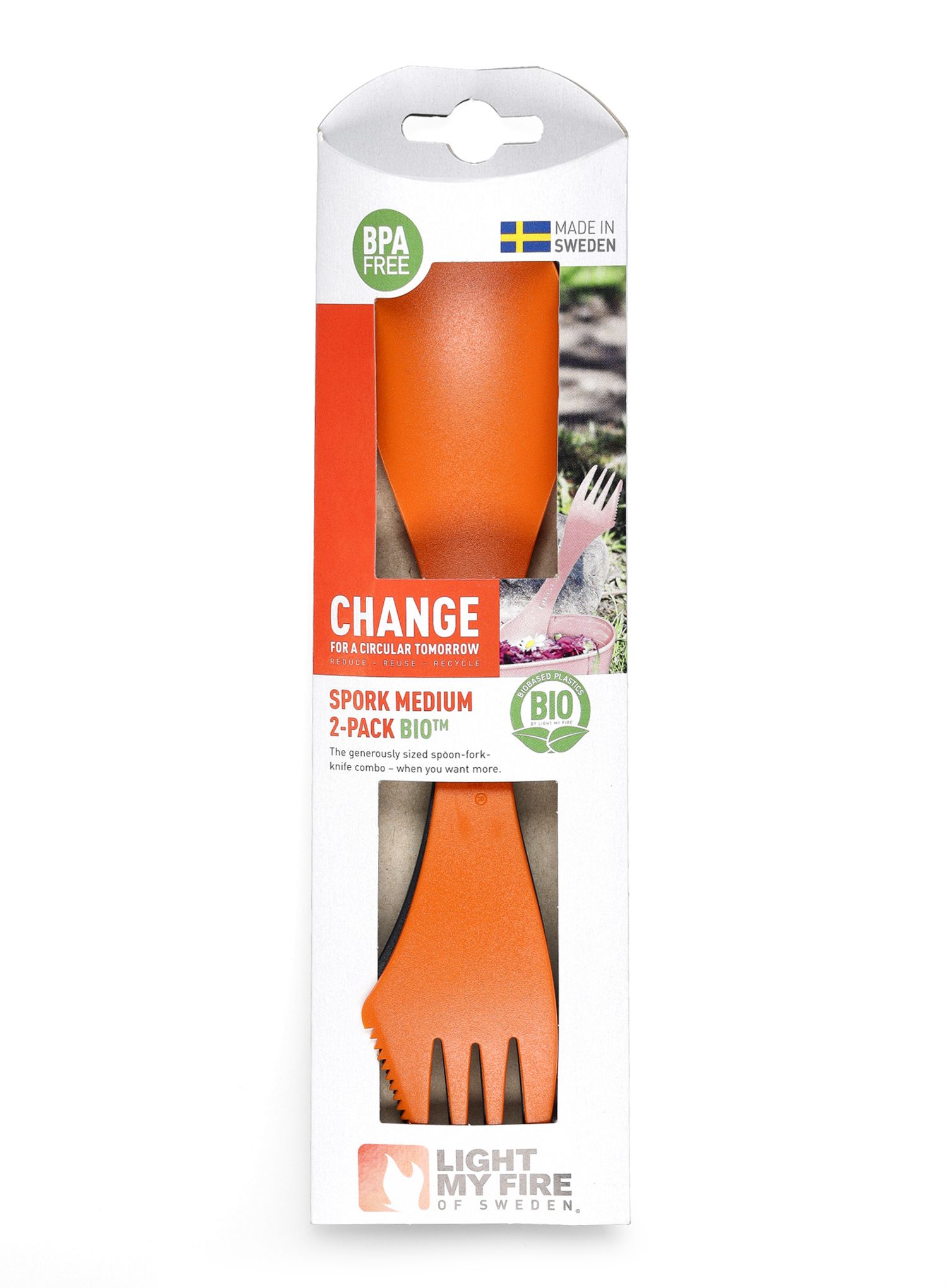 Столові прибори туристичні Light My Fire Spork Original 2 Pack Bio - orange