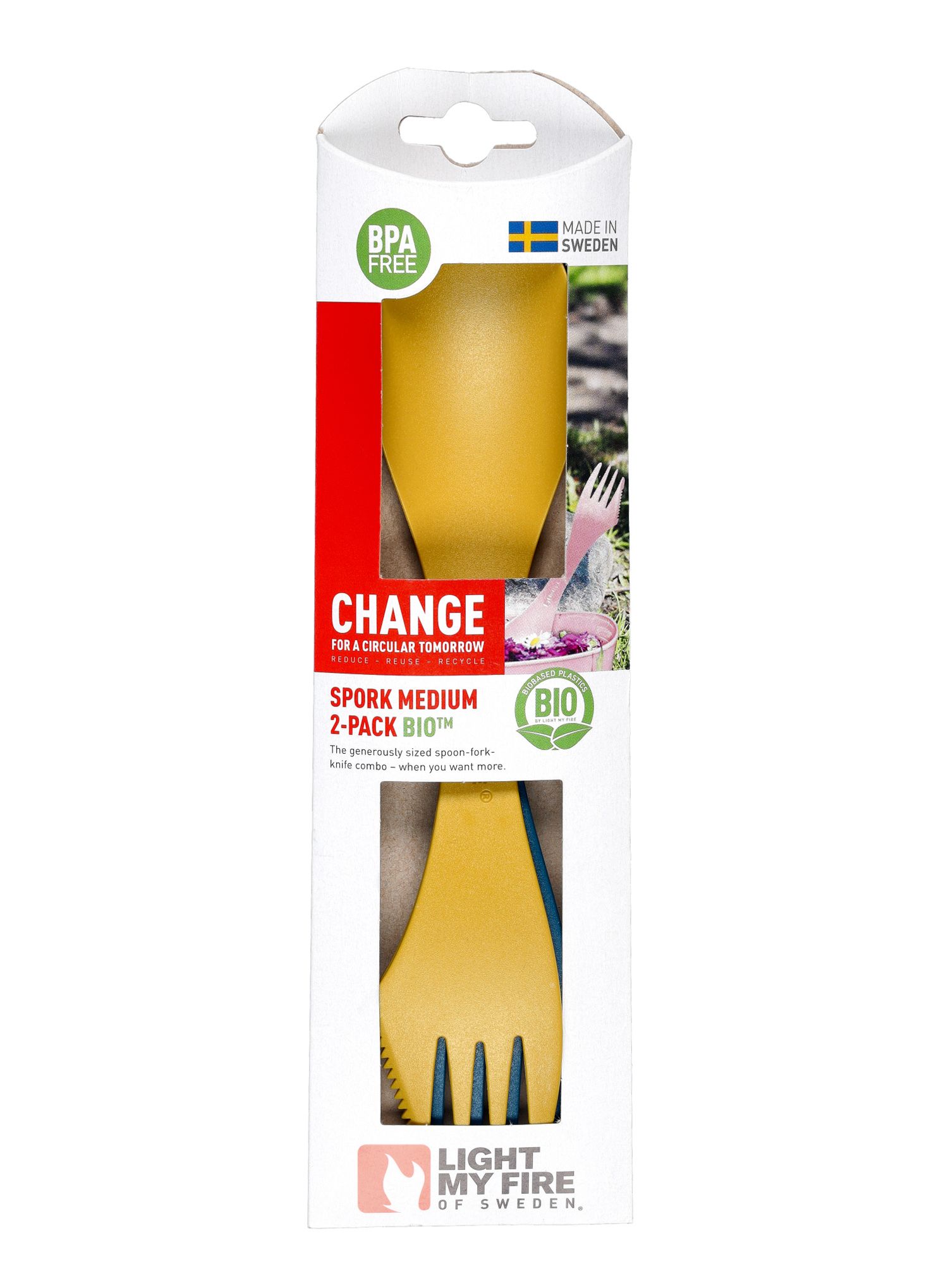 Столові прибори туристичні Light My Fire Spork Medium 2 Pack Bio - yellow/navy