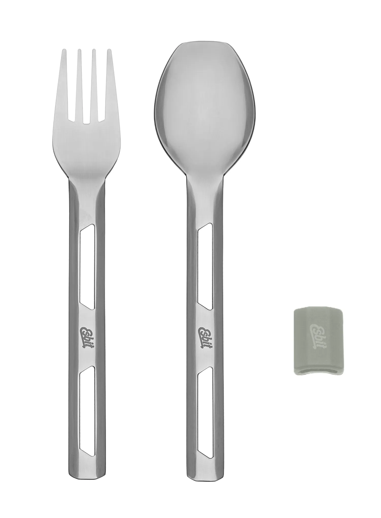 Столові прибори туристичні Esbit Cutlery Set Incl. Silicone Band L - stone grey