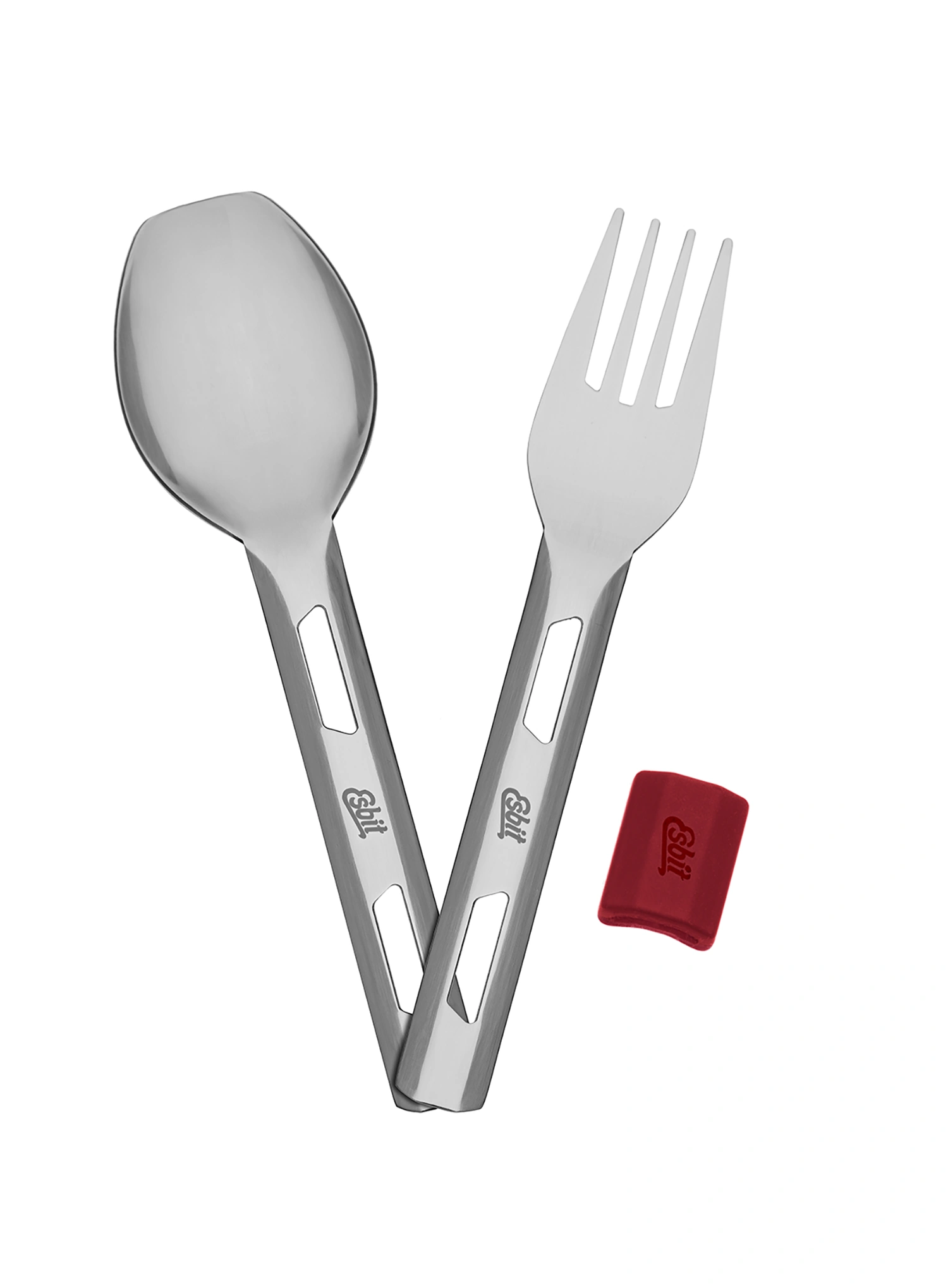 Столові прибори туристичні Esbit Cutlery Set Incl. Silicone Band S - burgundy