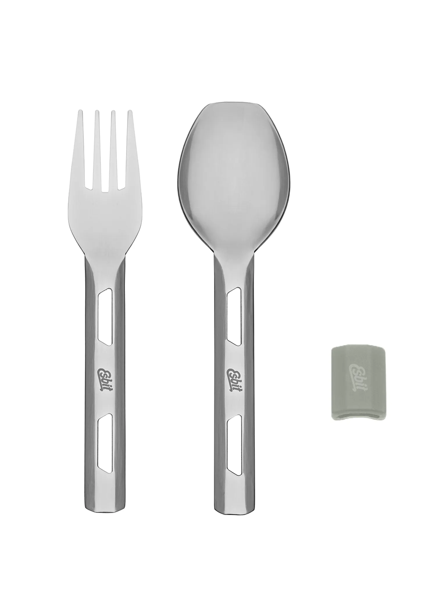 Столові прибори туристичні Esbit Cutlery Set Incl. Silicone Band S - stone grey