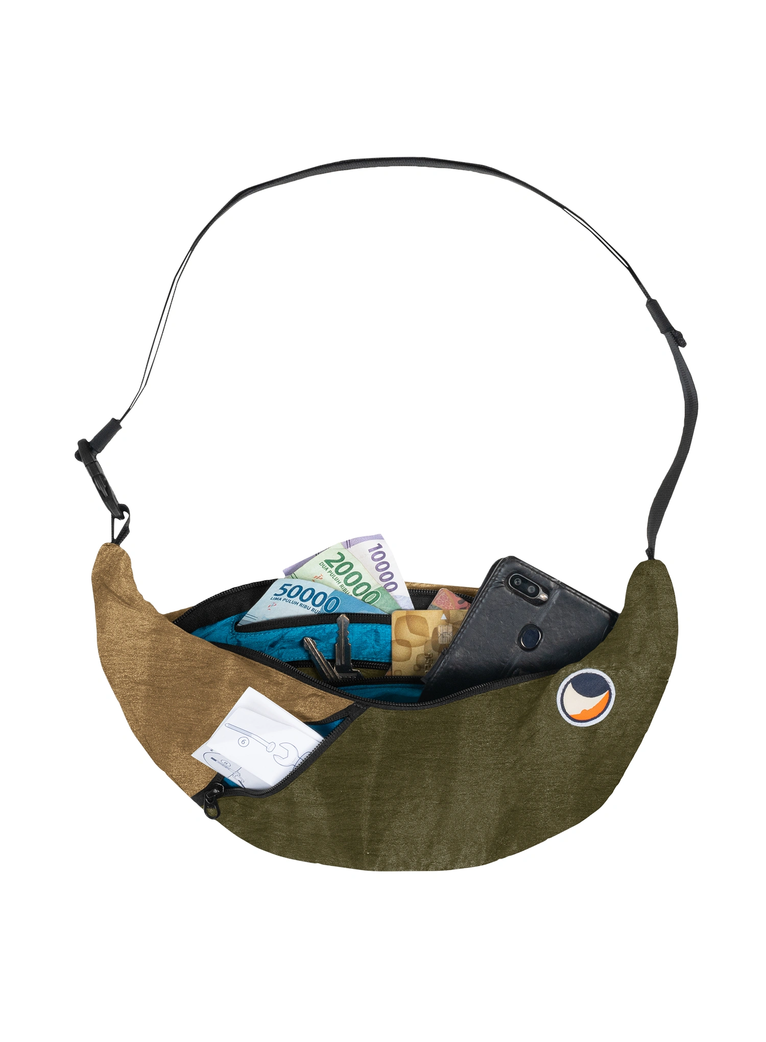 Сумка Ticket To The Moon Upcycled Sling Bag - army green/brown