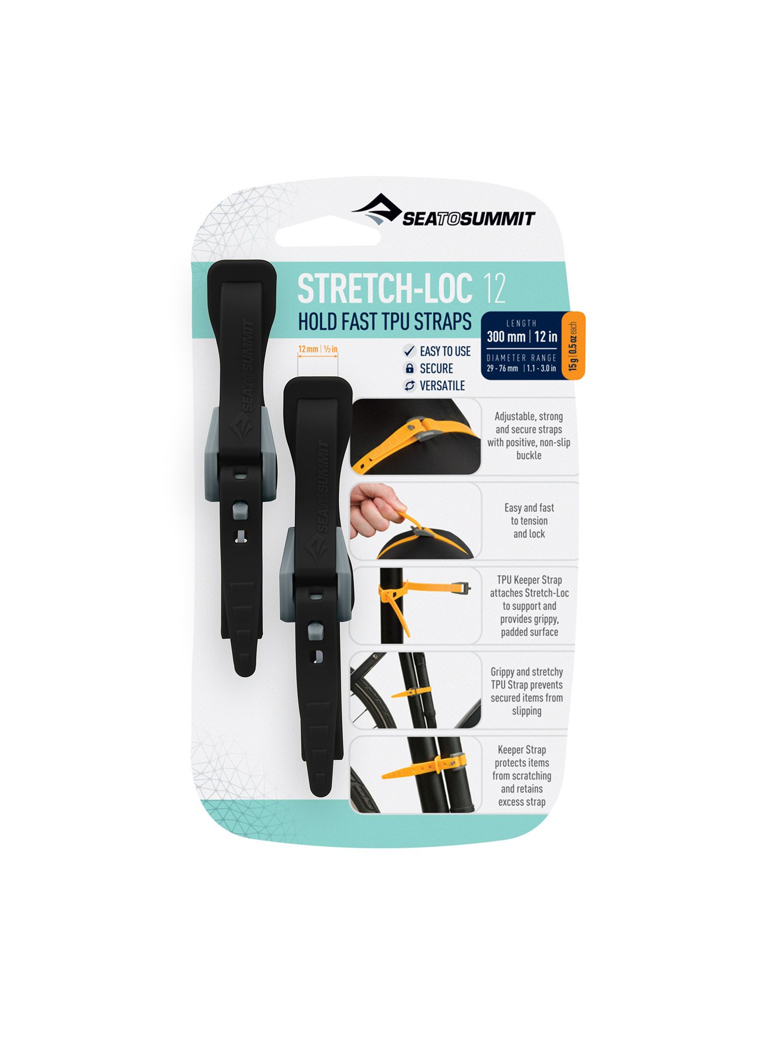 Троки Sea To Summit Stretch-Loc 12 - 12 mm x 300 mm 2 Pack - black