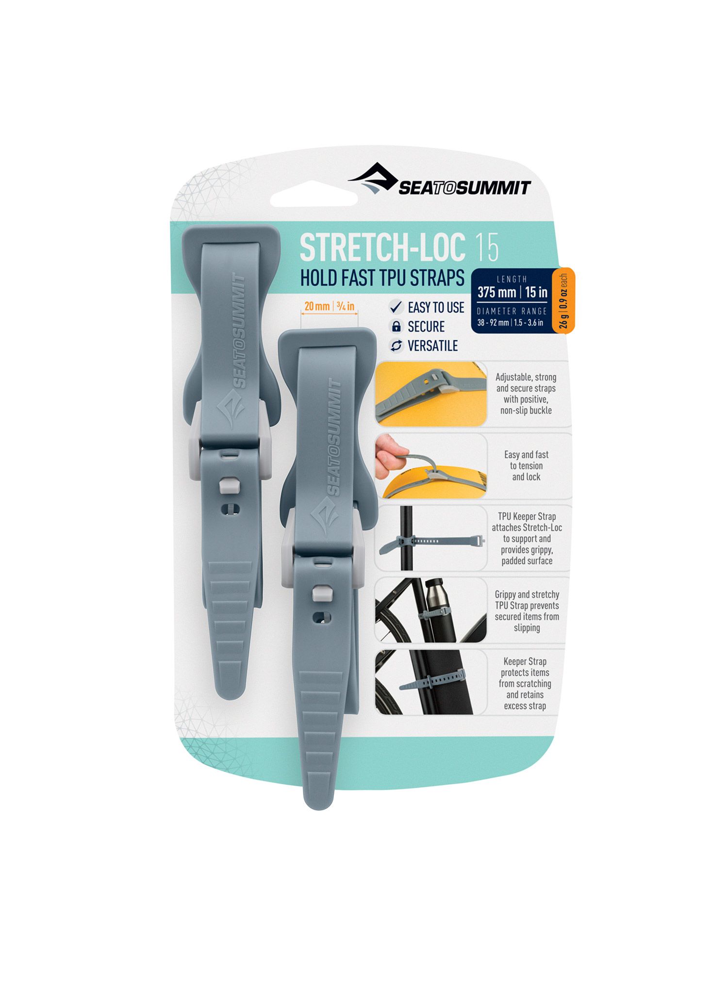 Троки Sea To Summit Stretch-Loc 15 - 20 mm x 375 mm 2 Pack - grey