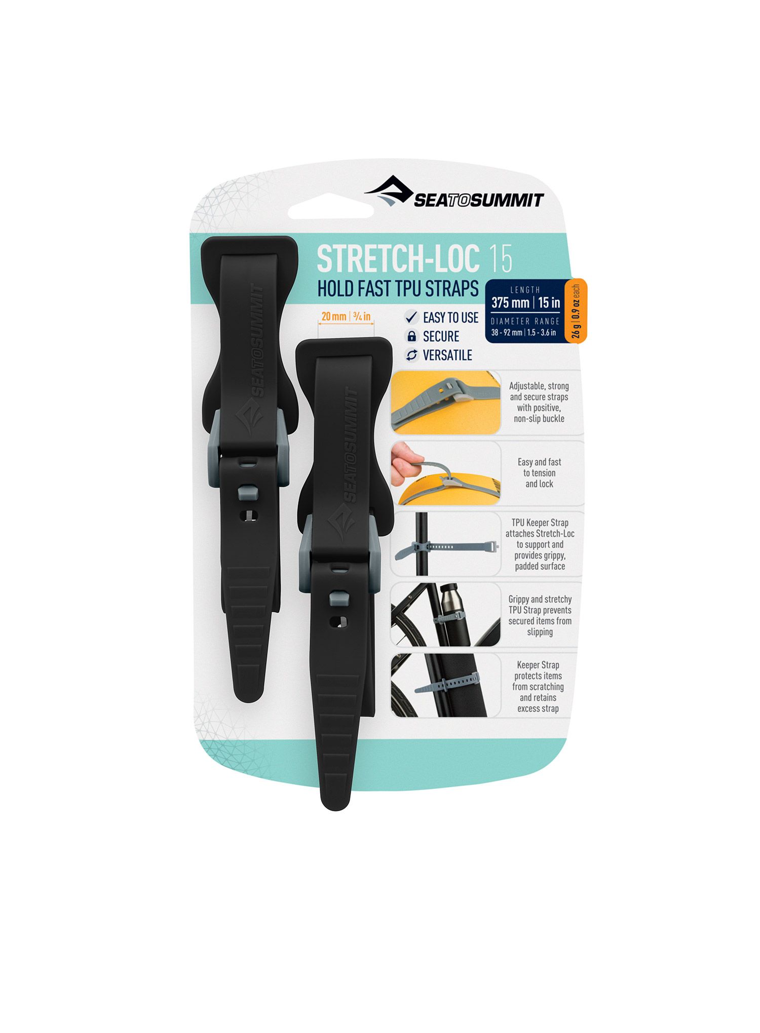 Троки Sea To Summit Stretch-Loc 18 - 12 mm x 450 mm 2 Pack - black