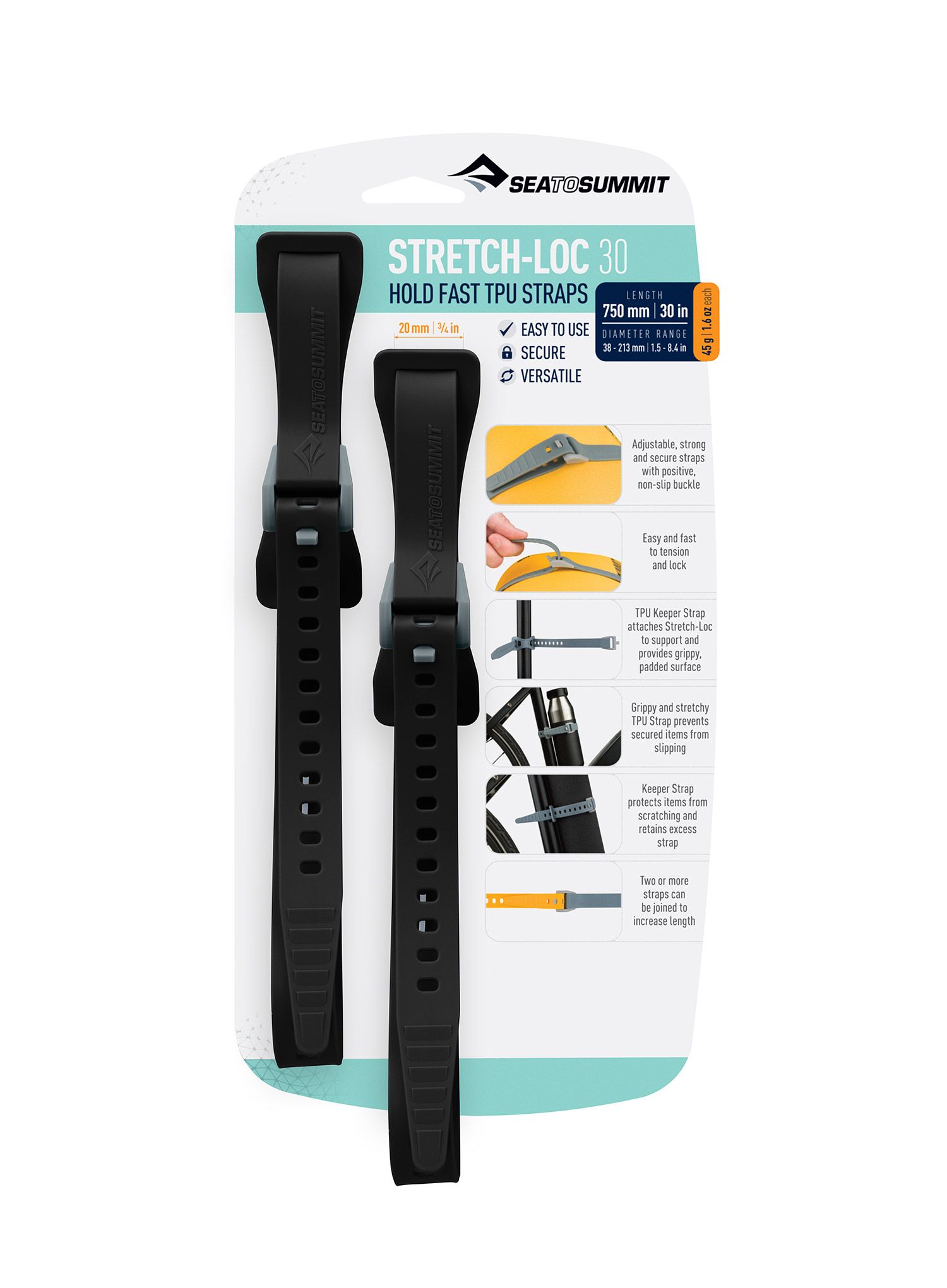 Троки Sea To Summit Stretch-Loc 30 - 20 mm x 750 mm 2 Pack - black
