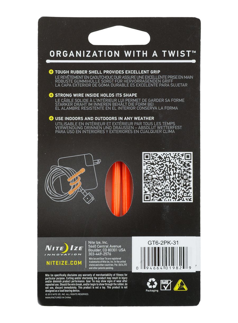 Троки Nite Ize Gear Tie 6 - 2Pack - orange