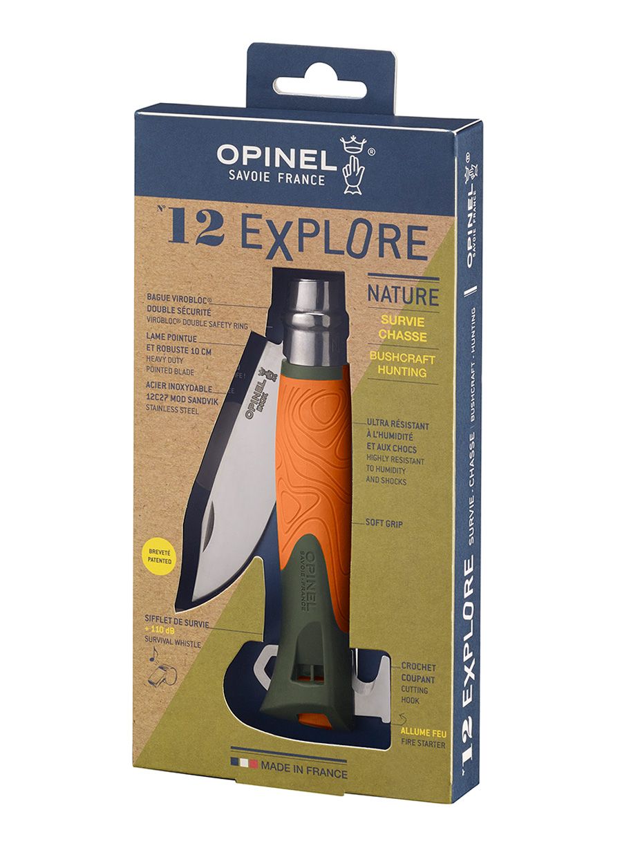 Ніж туристичний Opinel No.12 Explore - khaki/orange